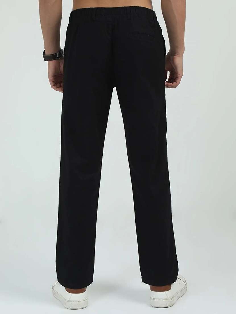 Men Solid Mid Rise Regular Fit Casual Trouser - 22728502 -  Standard Image - 3