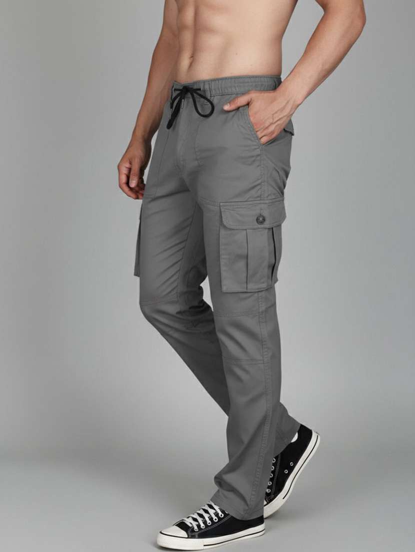 Men Solid Mid Rise Regular Fit Cargo - 22728552 -  Standard Image - 3