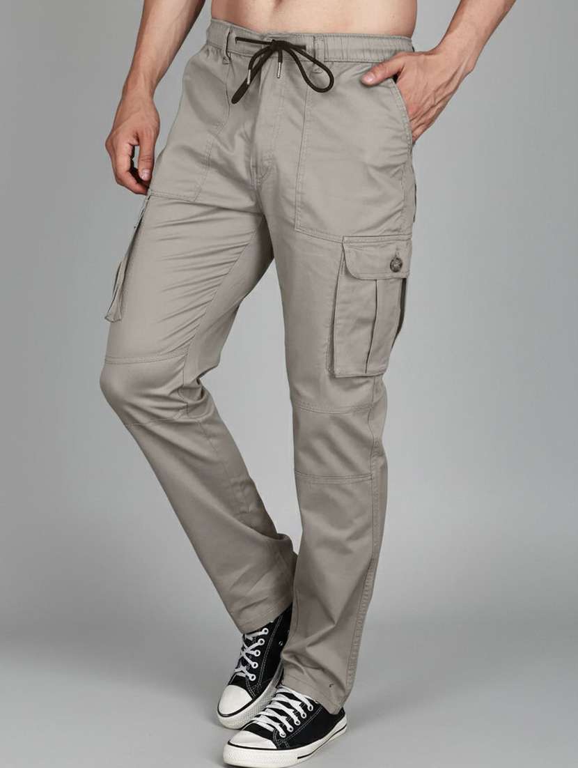 Men Solid Mid Rise Regular Fit Cargo - 22728553 -  Standard Image - 3