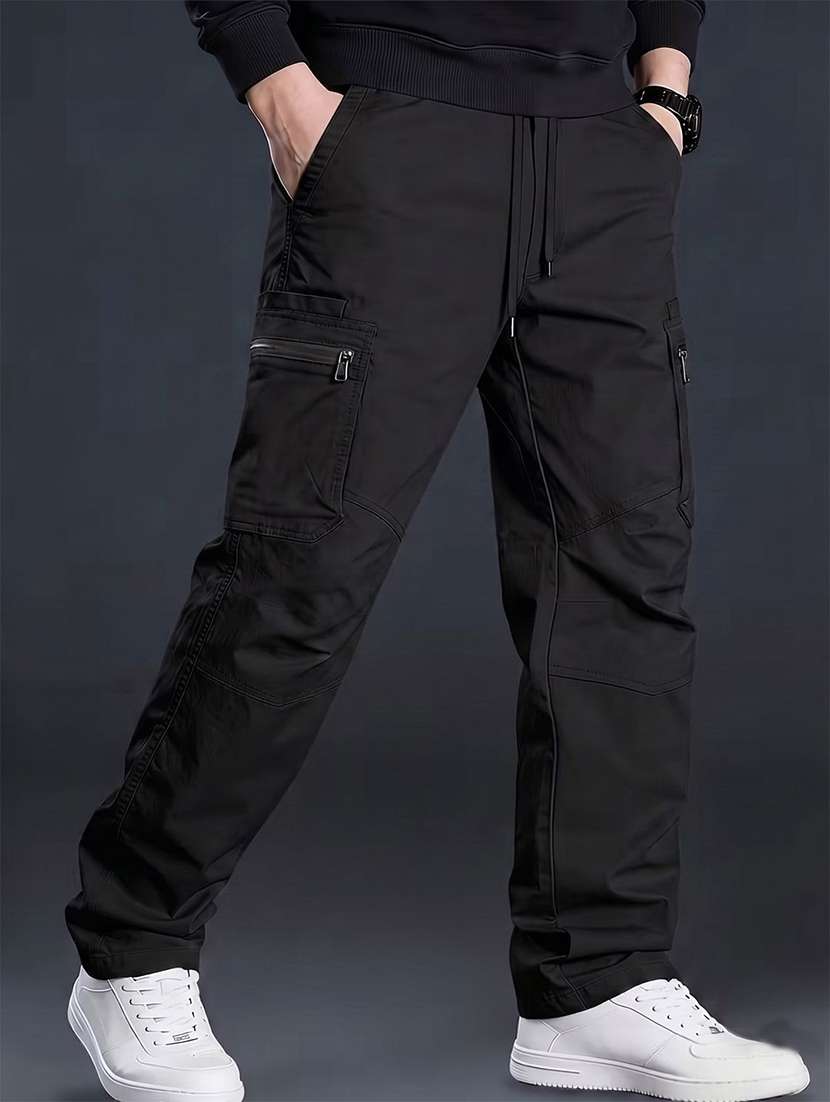 Men Solid Mid Rise Loose Fit Cargo - 22728556 -  Standard Image - 3