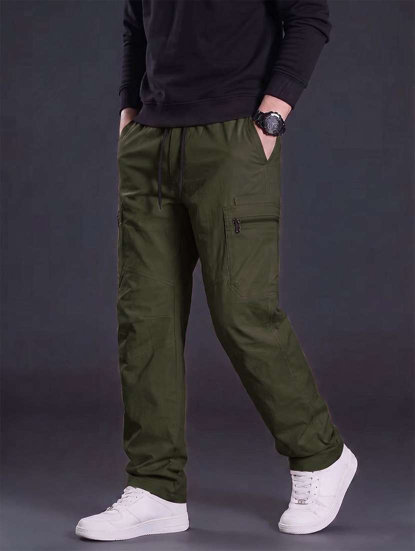 Men Solid Mid Rise Loose Fit Cargo - 22728559 -  Standard Image - 3