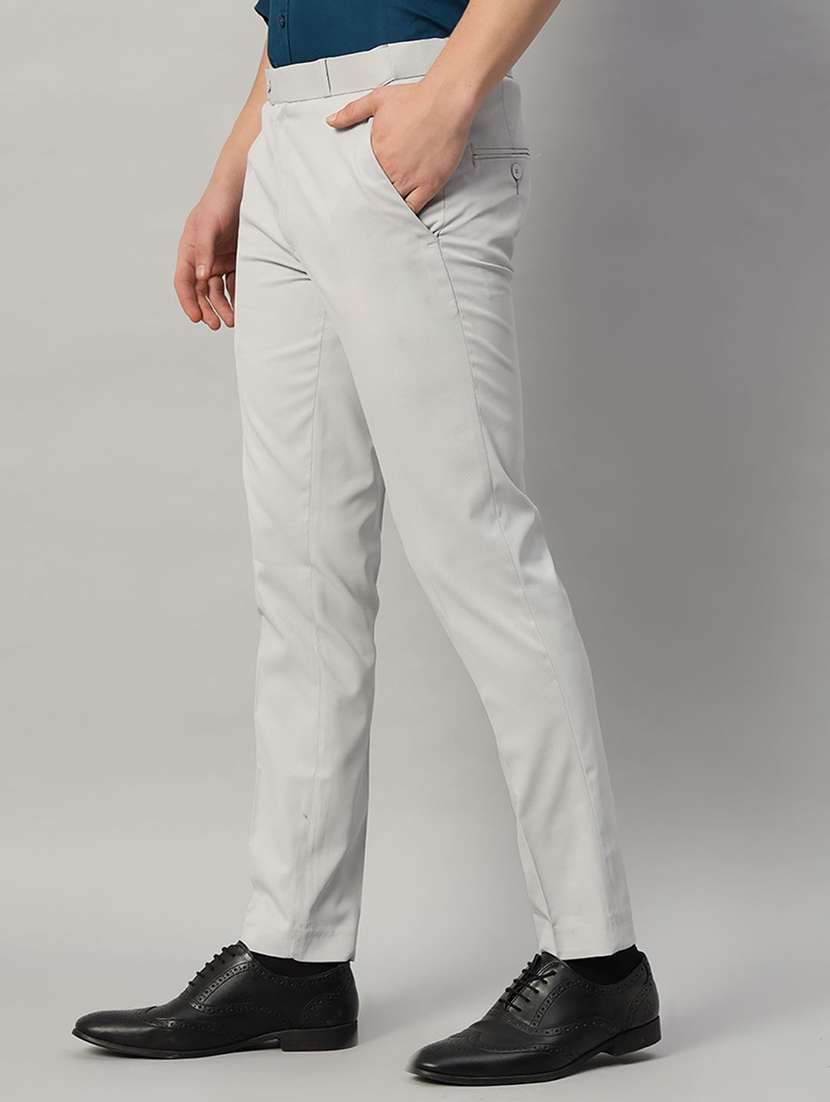 Men Solid Mid Rfise Flat Front Formal Trouser - 22728596 -  Standard Image - 3