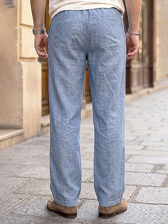 Men Solid Mid Rise Flat Front Casual Trouser - 22728602 -  Standard Image - 3