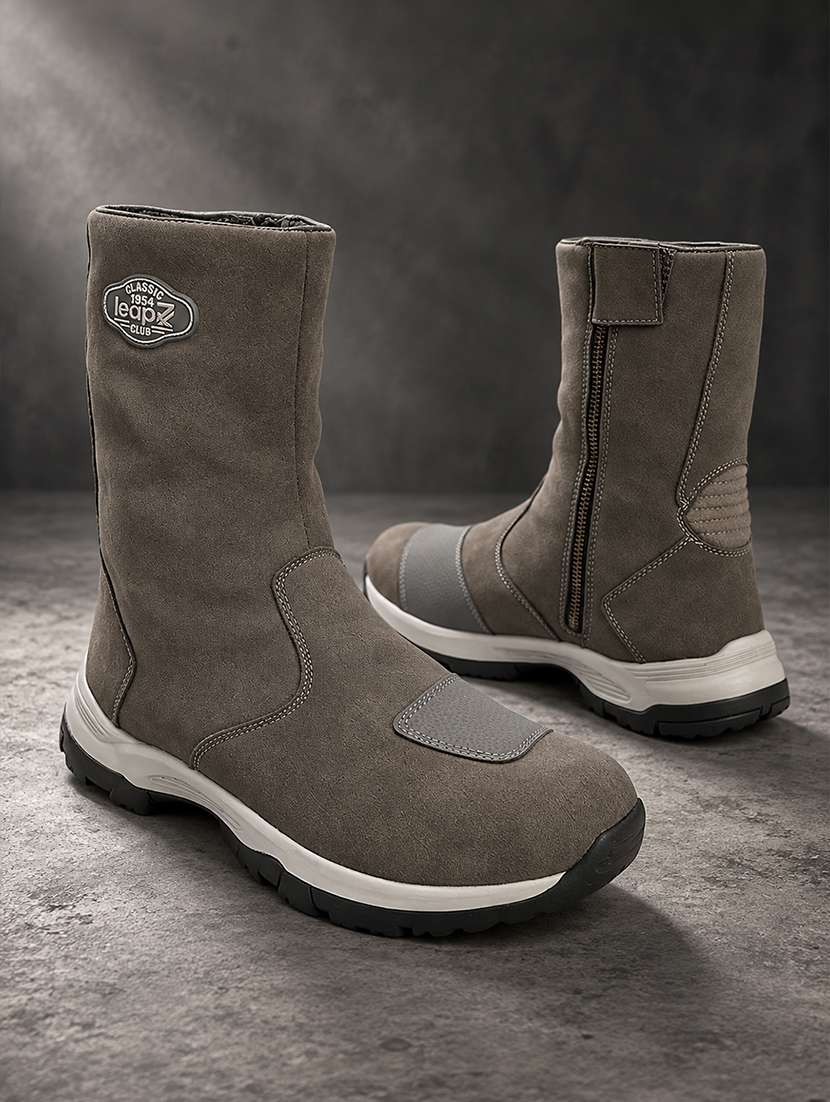 men grey slip on calf boots boot
