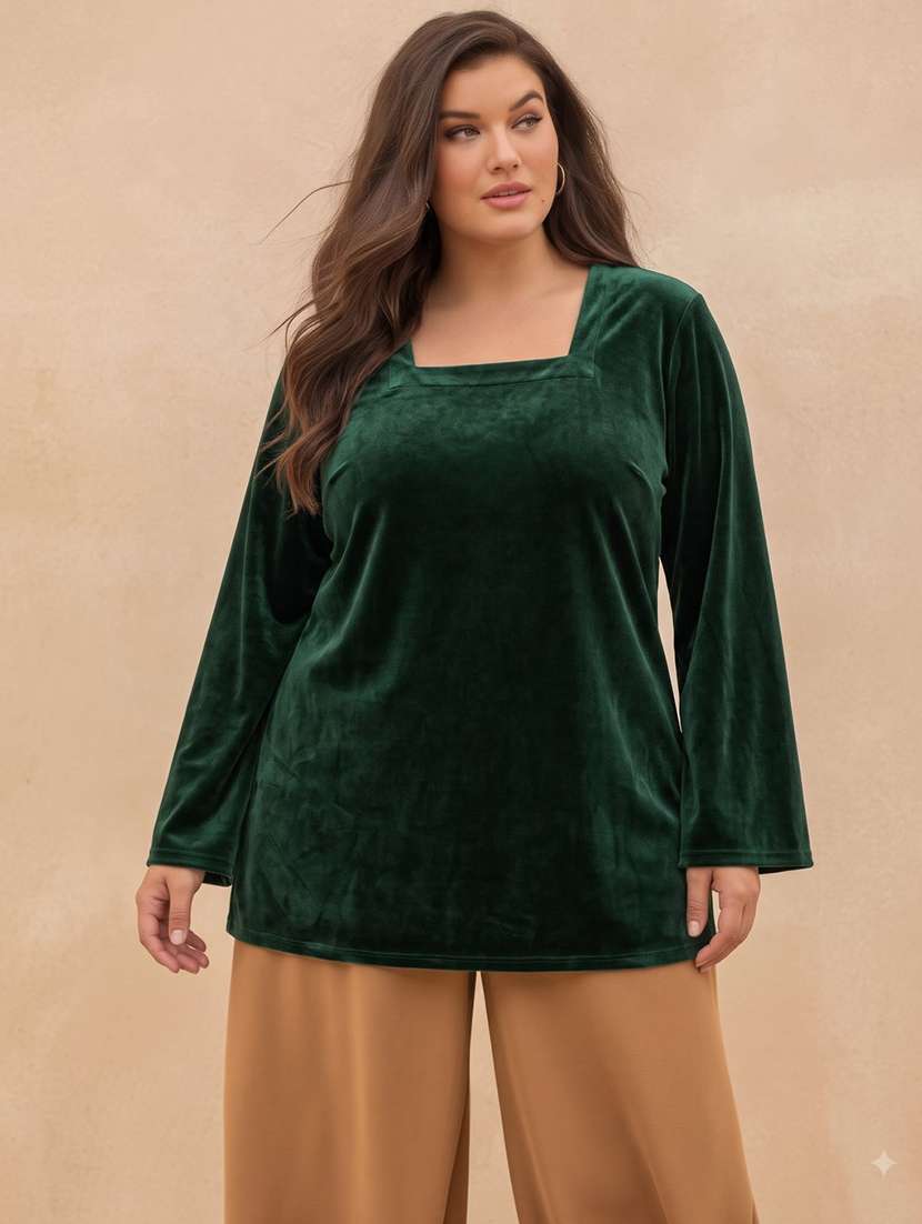 women solid flared sleeve kurti