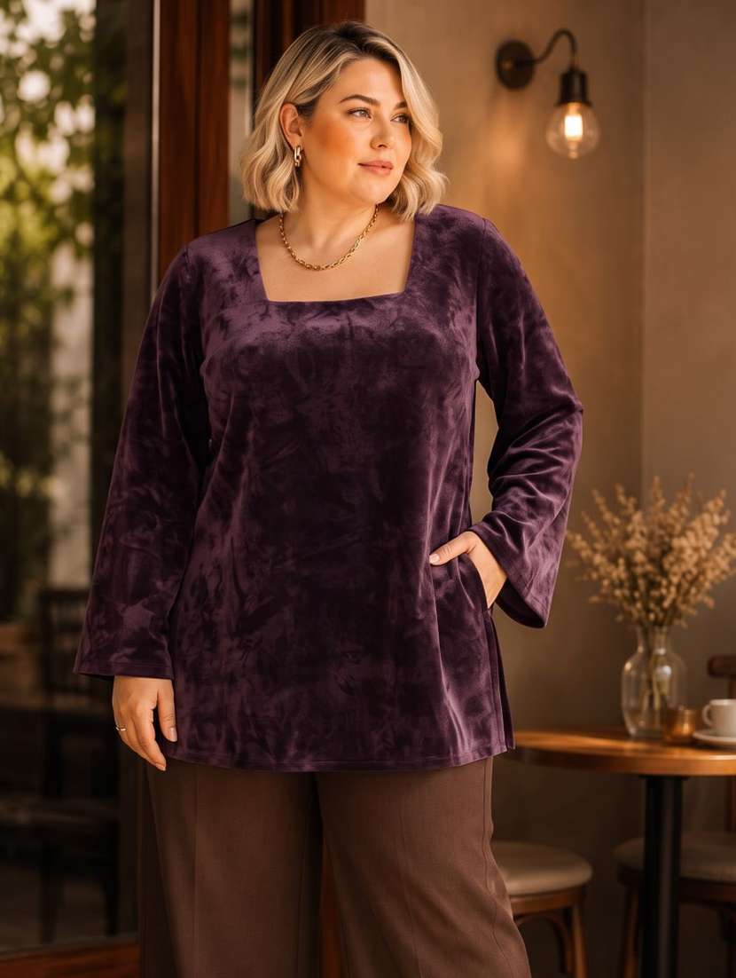 women solid flared sleeve kurti