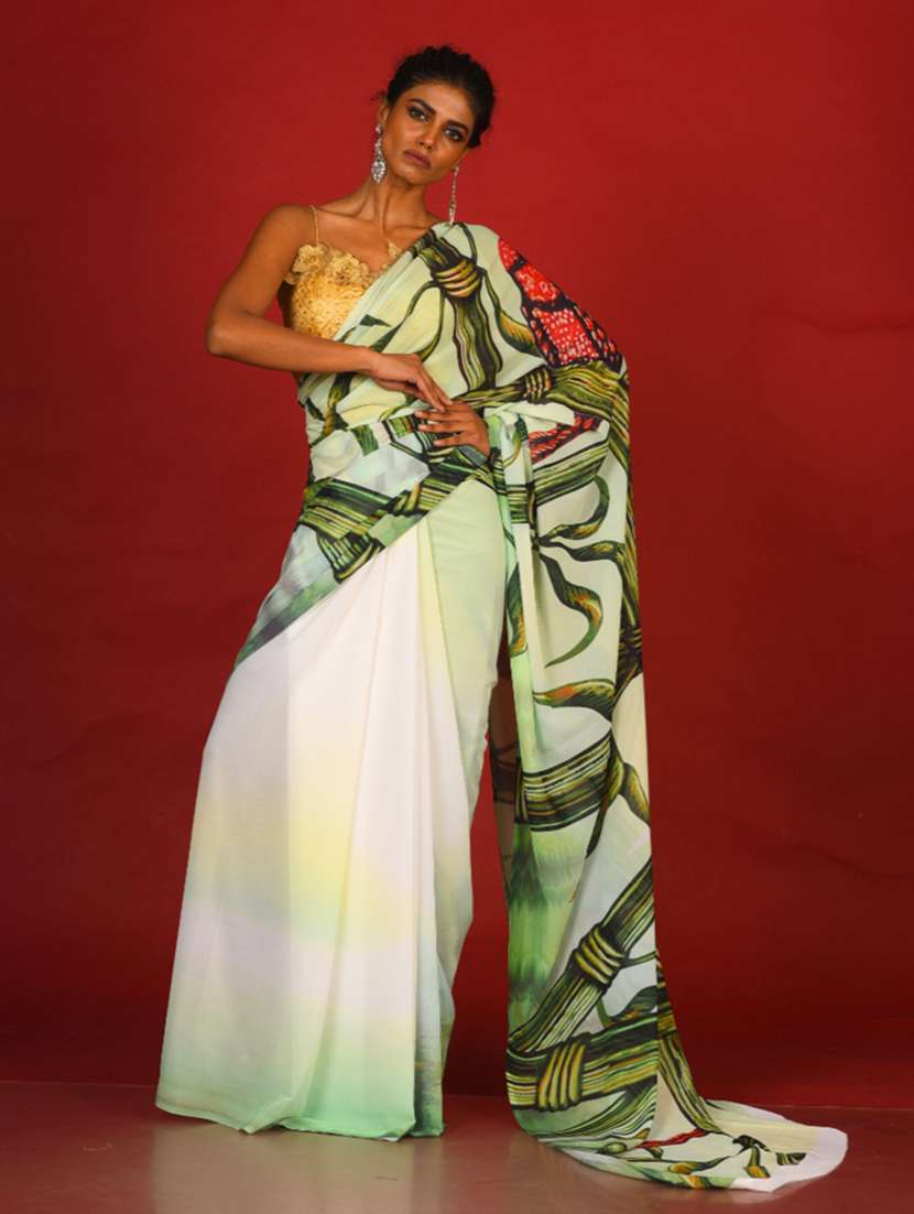 women printed casual wear saree with blouse
