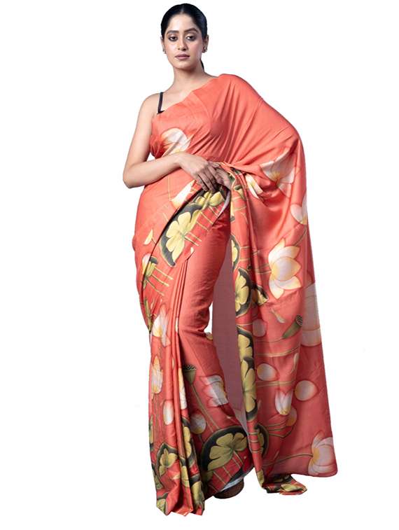 women printed casual wear saree with blouse