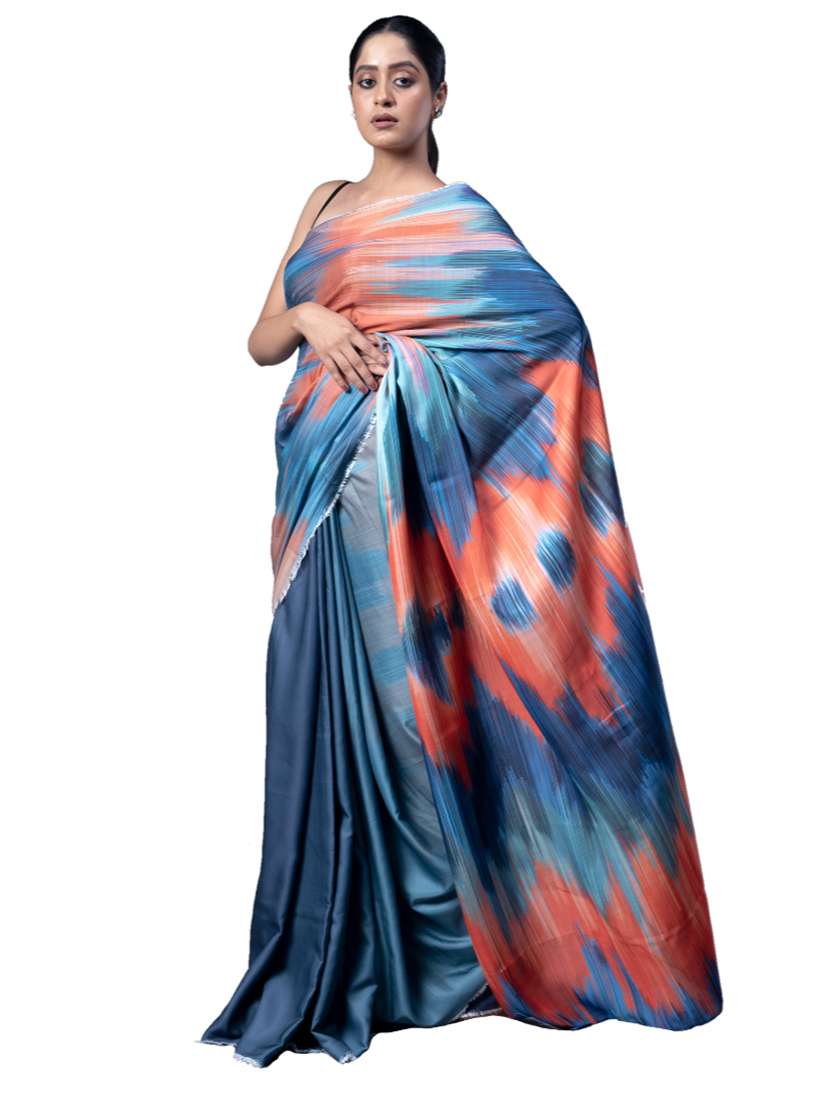 women printed casual wear saree with blouse