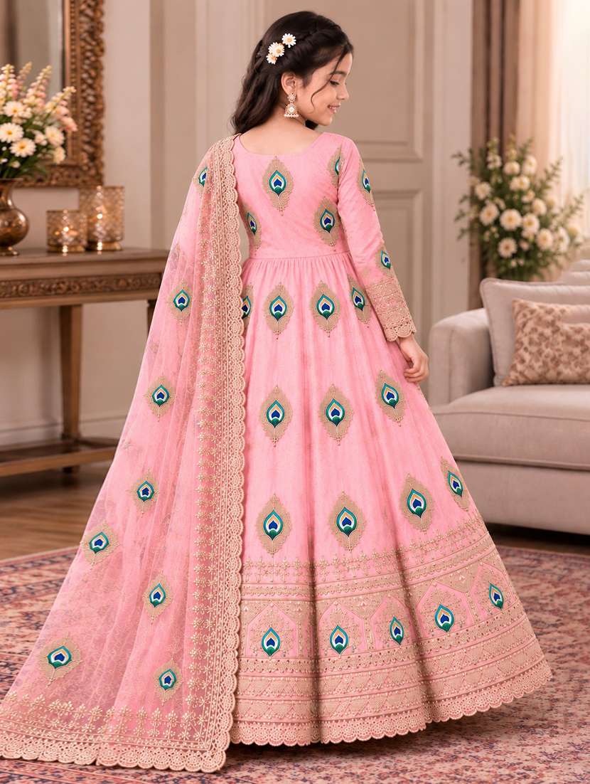 Girls Embroidered Long Sleeves Kurta Pant Set - 22728875 -  Standard Image - 3