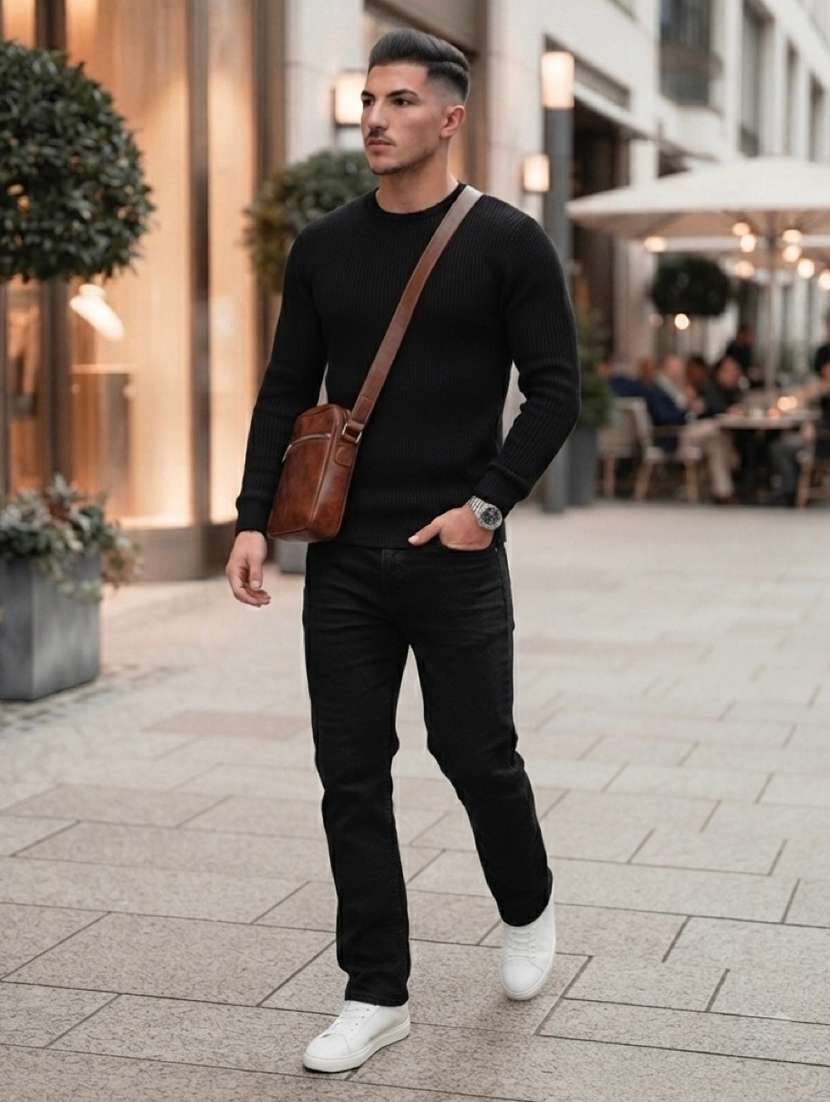 Men Self Design Long Sleeve Regular Fit Pullover - 22729662 -  Standard Image - 3