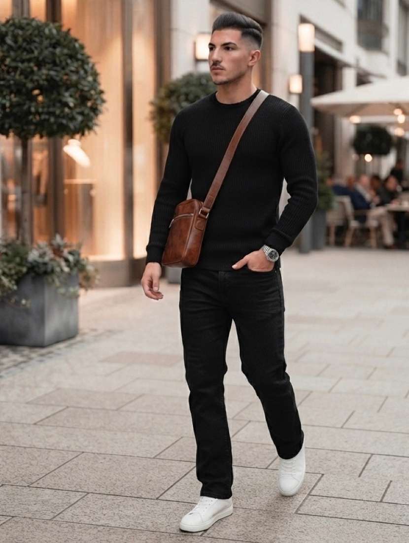 Men Self Design Long Sleeve Regular Fit Pullover - 22729671 -  Standard Image - 3