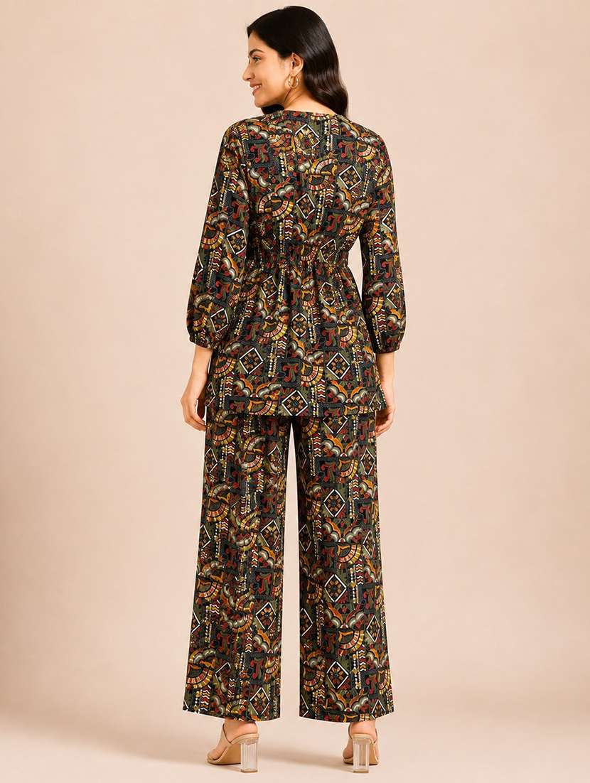 Women Printed Three Quarter Sleeves Top And Trouser Co-ord Set - 22729700 -  Standard Image - 3