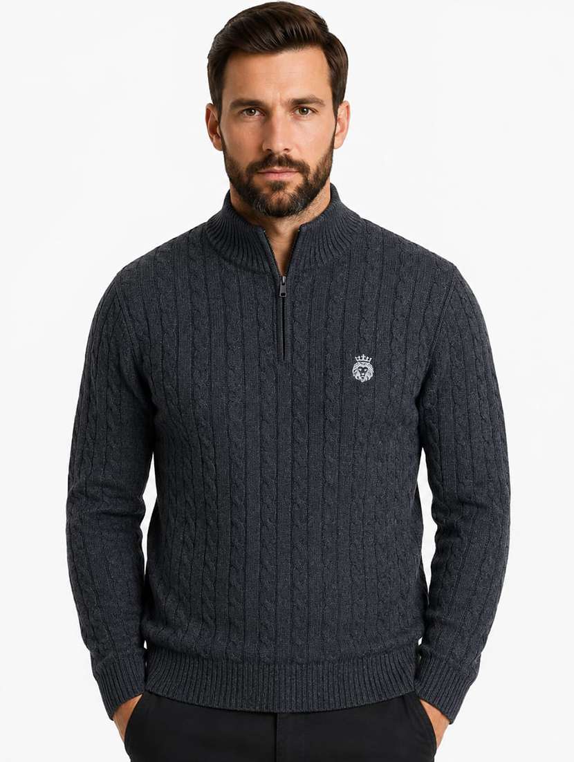 men self design long sleeve regular fit pullover