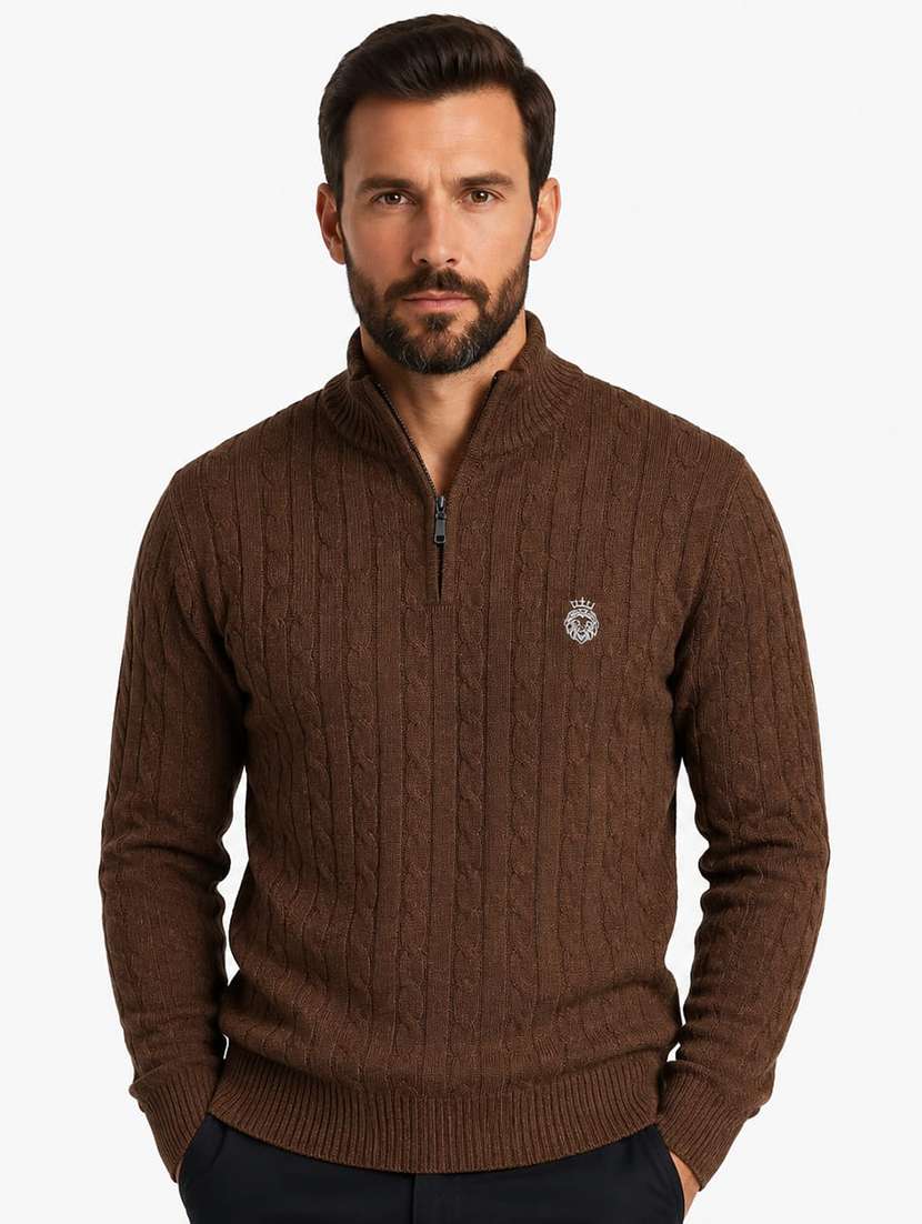 men self design long sleeve regular fit pullover