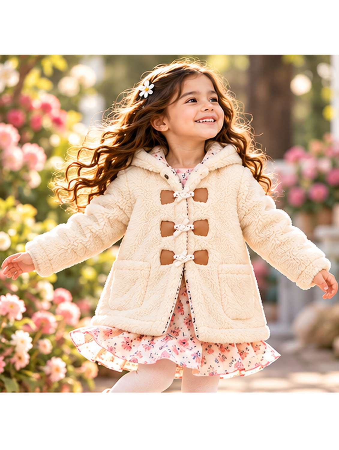 girls solid long sleeves hooded regular jacket