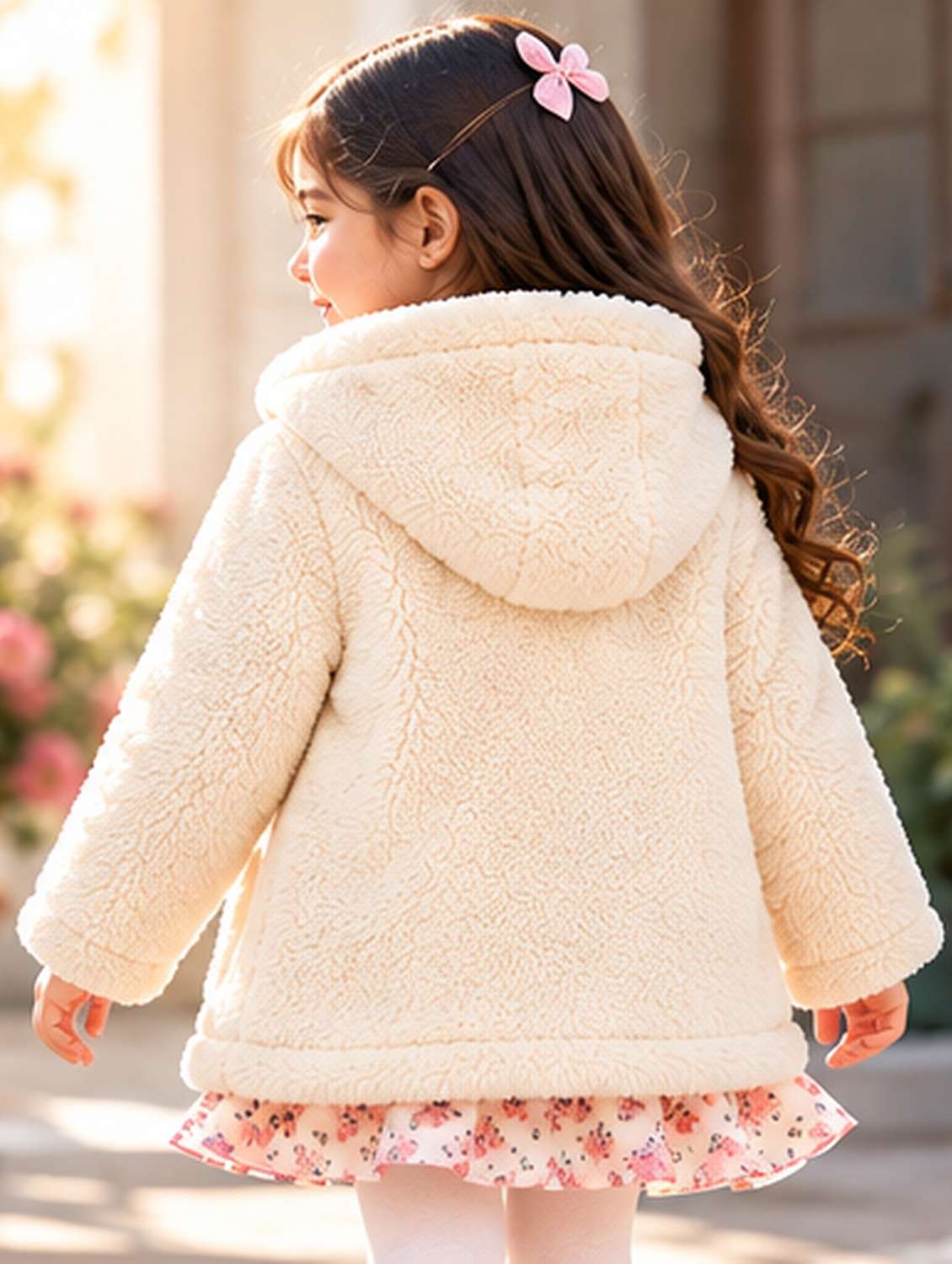 Girls Solid Long Sleeves Hooded Regular Jacket - 22729884 -  Standard Image - 3