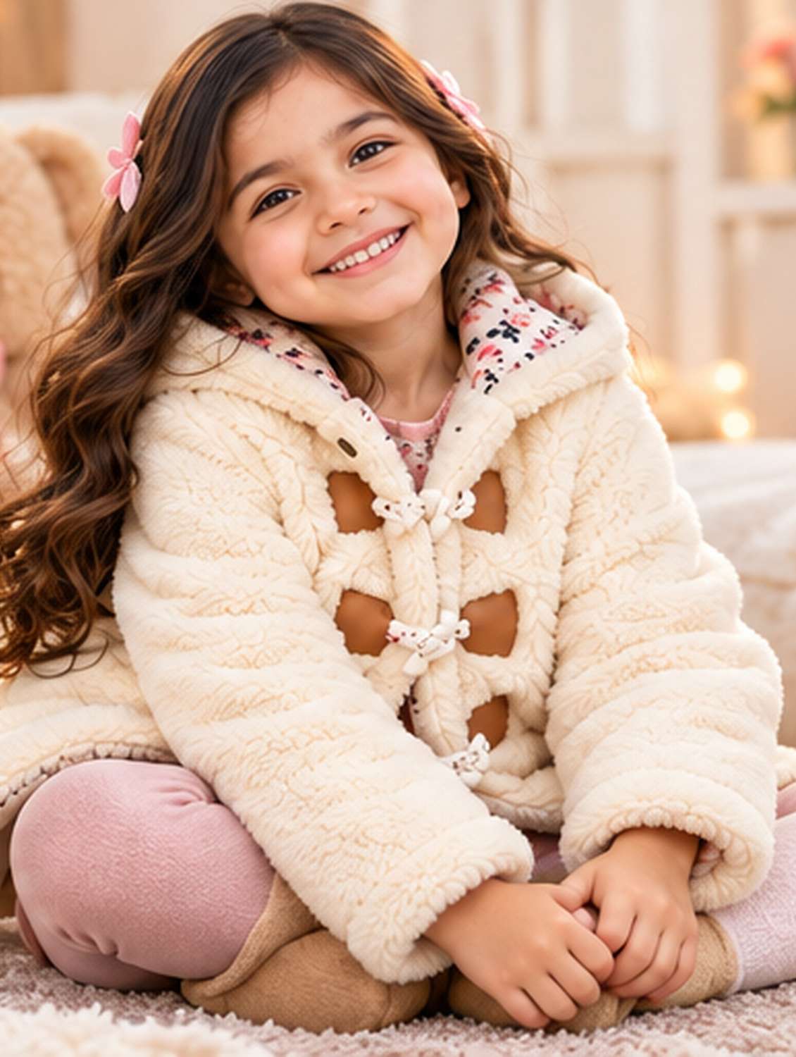 Girls Solid Long Sleeves Hooded Regular Jacket - 22729884 -  Standard Image - 5