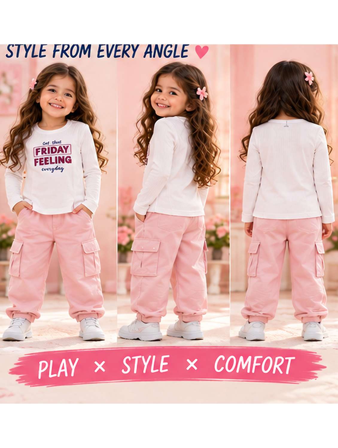Girls Typographic Long Sleeves Regular Fit Tee - 22729897 -  Standard Image - 3