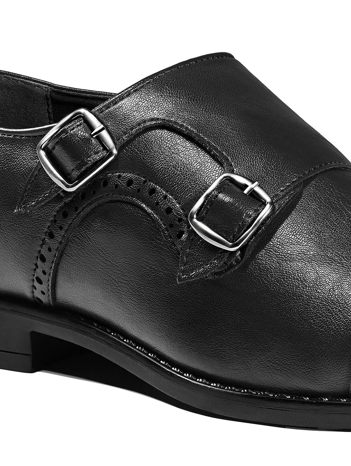 Men Black Slip On Monk Strap - 22729948 -  Standard Image - 3