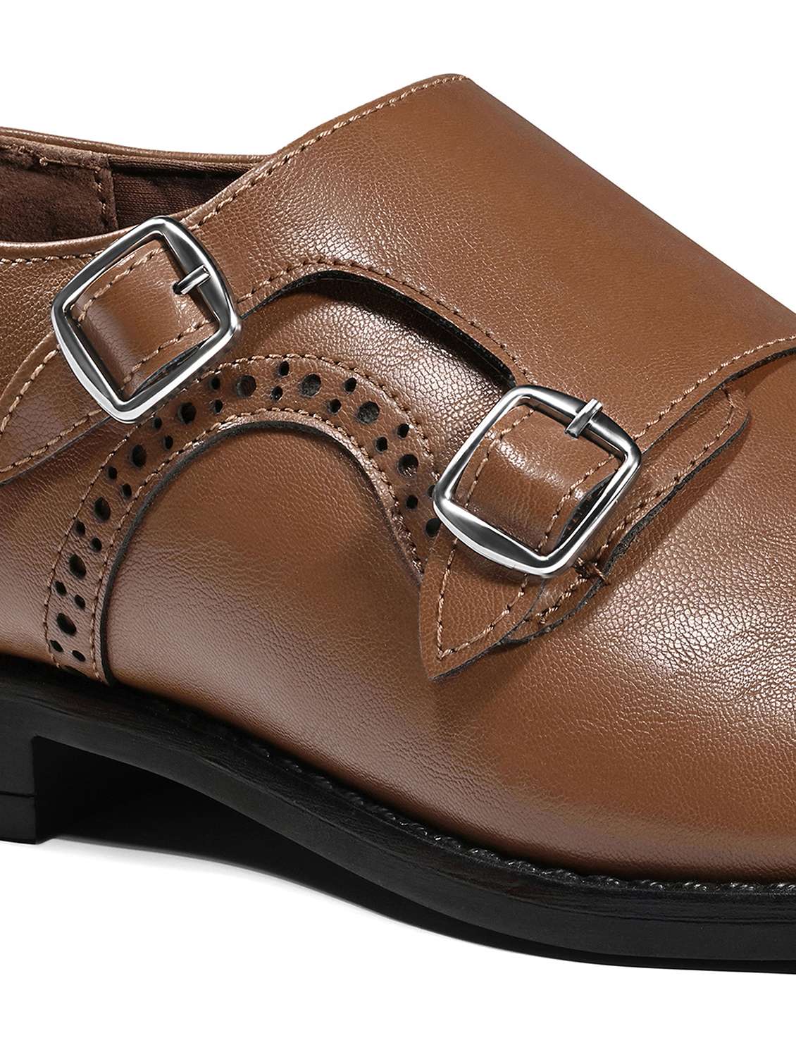 Men Tan Slip On Monk Strap - 22729949 -  Standard Image - 3