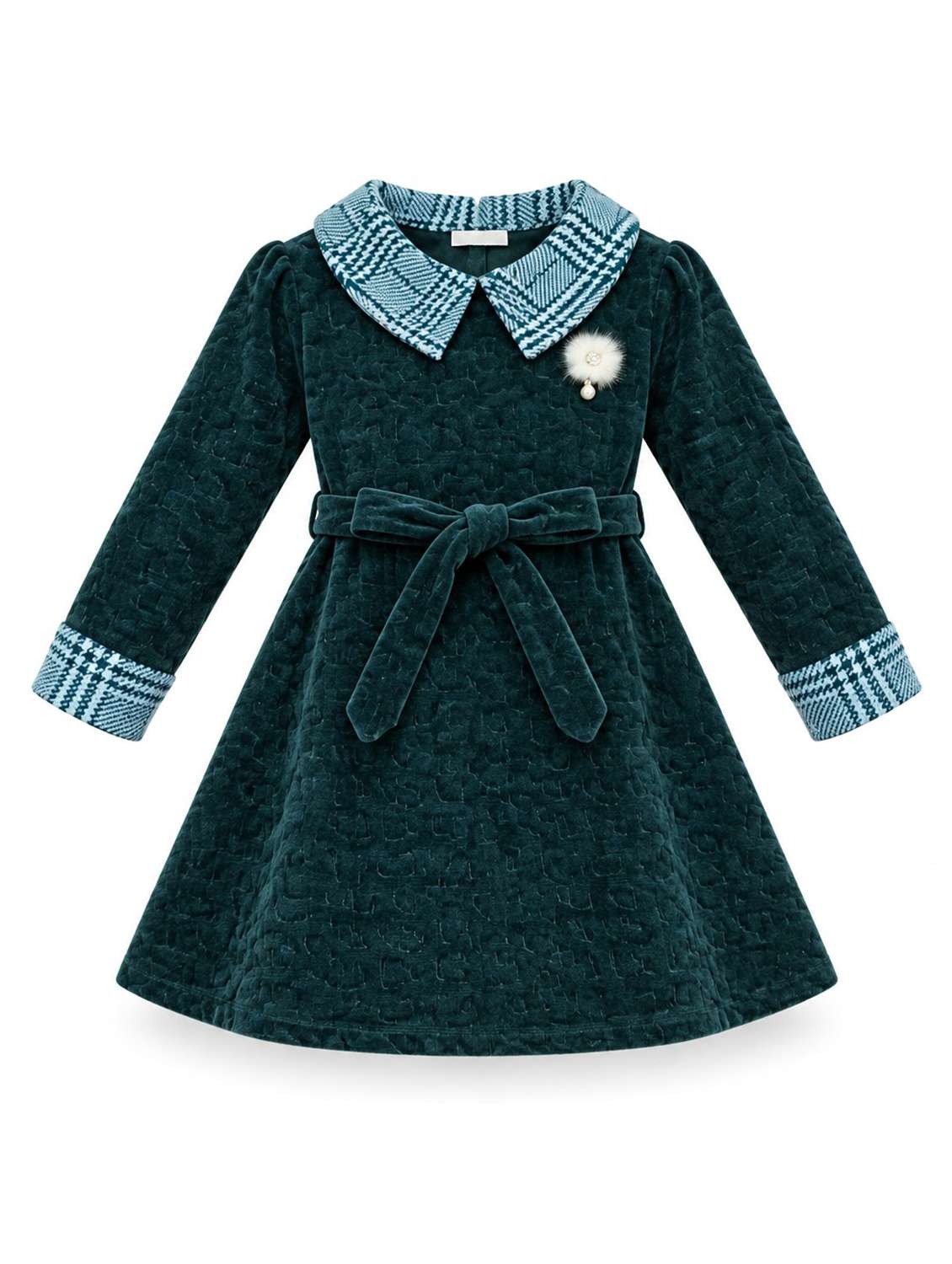 Girls Self Design Long Sleeves Fit And Flare Frock - 22729981 -  Standard Image - 3
