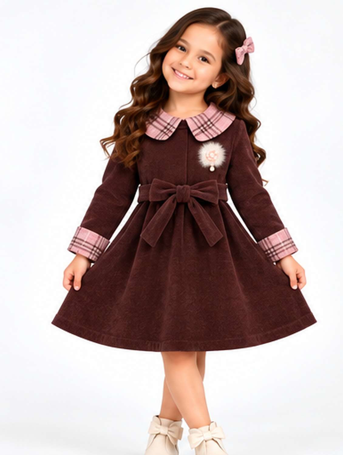 girls self design long sleeves a-line frock