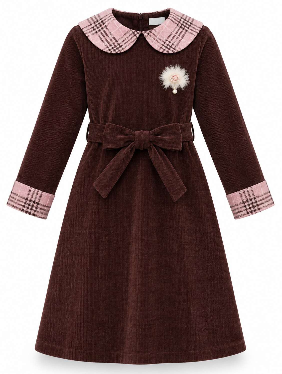 Girls Self Design Long Sleeves A-line Frock - 22729987 -  Standard Image - 3