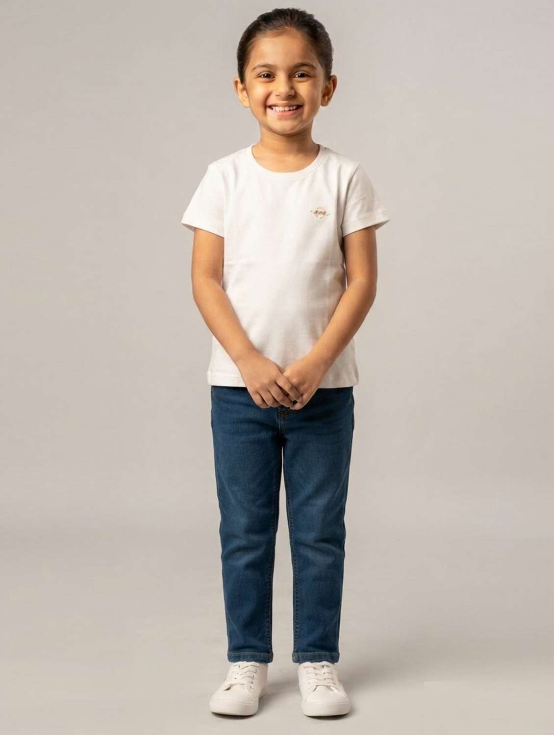 girls solid short sleeves regular fit tee