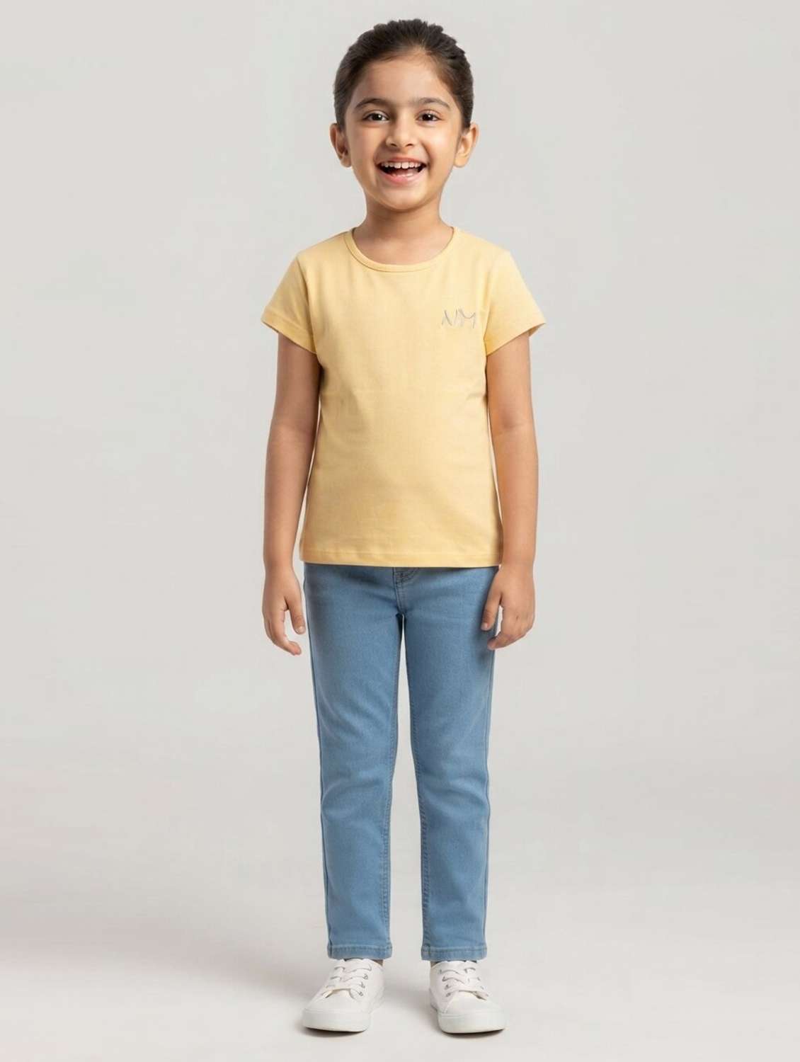 girls solid short sleeves regular fit tee