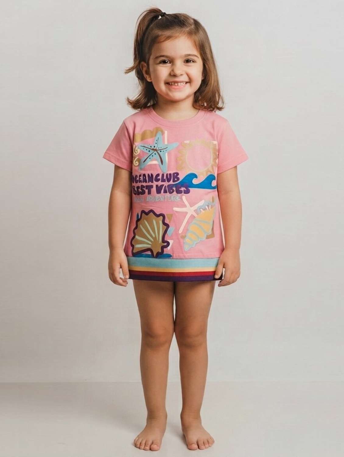 girls printed short sleeves regular fit tee