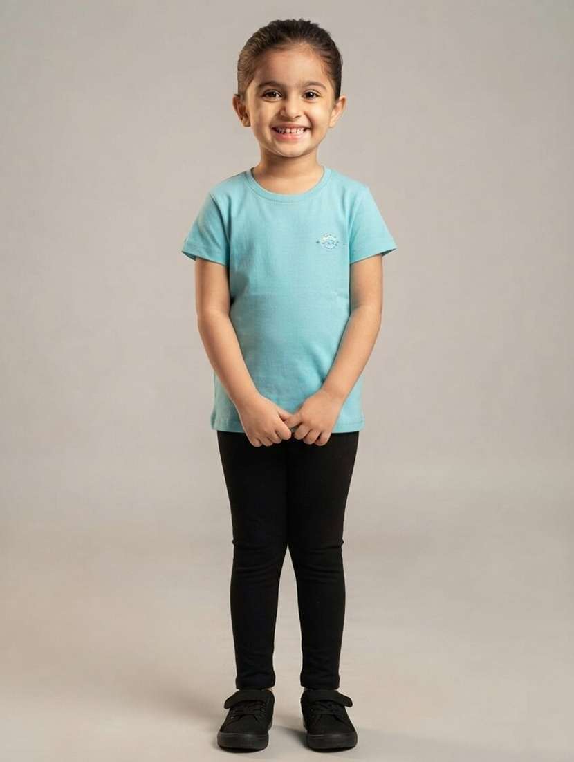 girls solid short sleeves regular fit tee