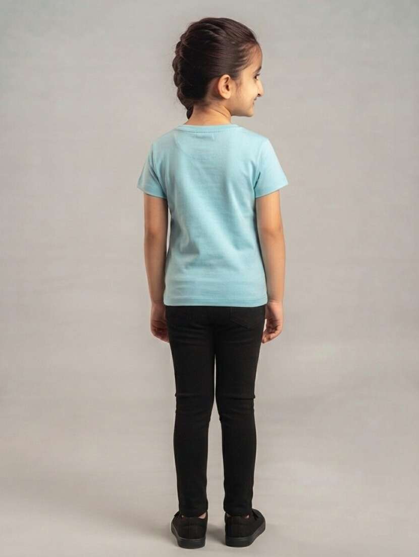 Girls Solid Short Sleeves Regular Fit Tee - 22730043 -  Standard Image - 3