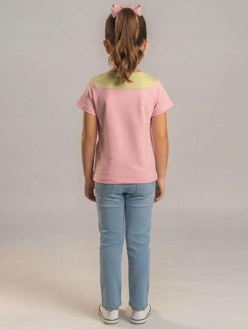 Girls Colourblocked Short Sleeves Regular Fit Tee - 22730046 -  Standard Image - 3