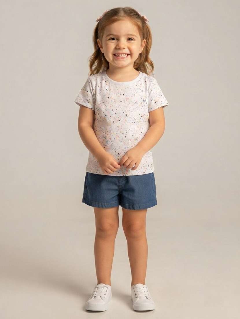 girls printed short sleeves regular fit tee