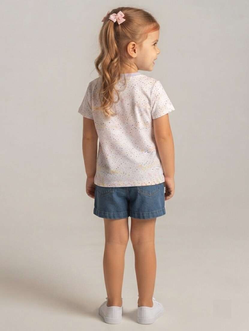 Girls Printed Short Sleeves Regular Fit Tee - 22730051 -  Standard Image - 3