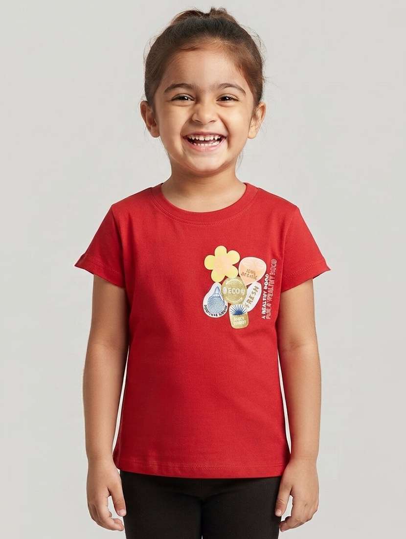 Girls Printed Short Sleeves Regular Fit Tee - 22730065 -  Standard Image - 3