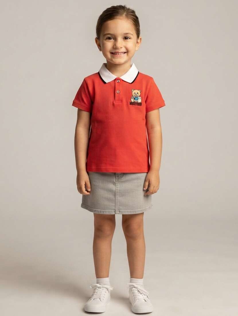 girls placement printed short sleeves polo tee