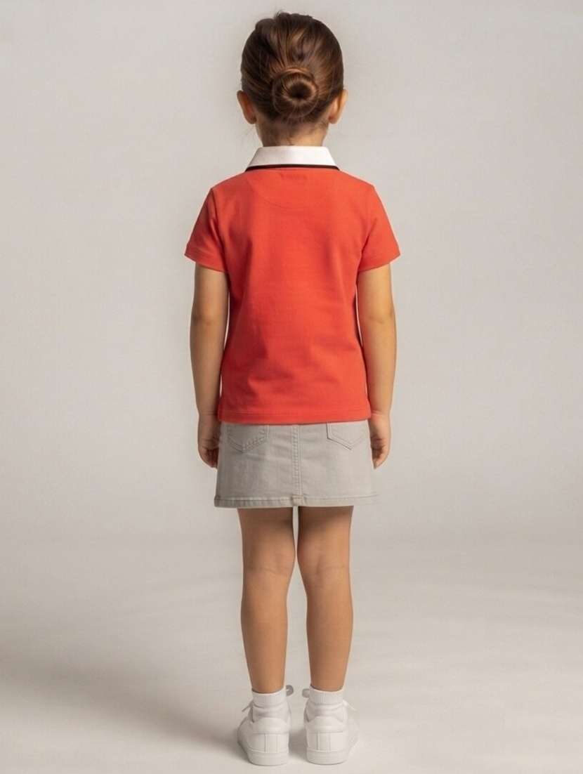 Girls Placement Printed Short Sleeves Polo Tee - 22730067 -  Standard Image - 3