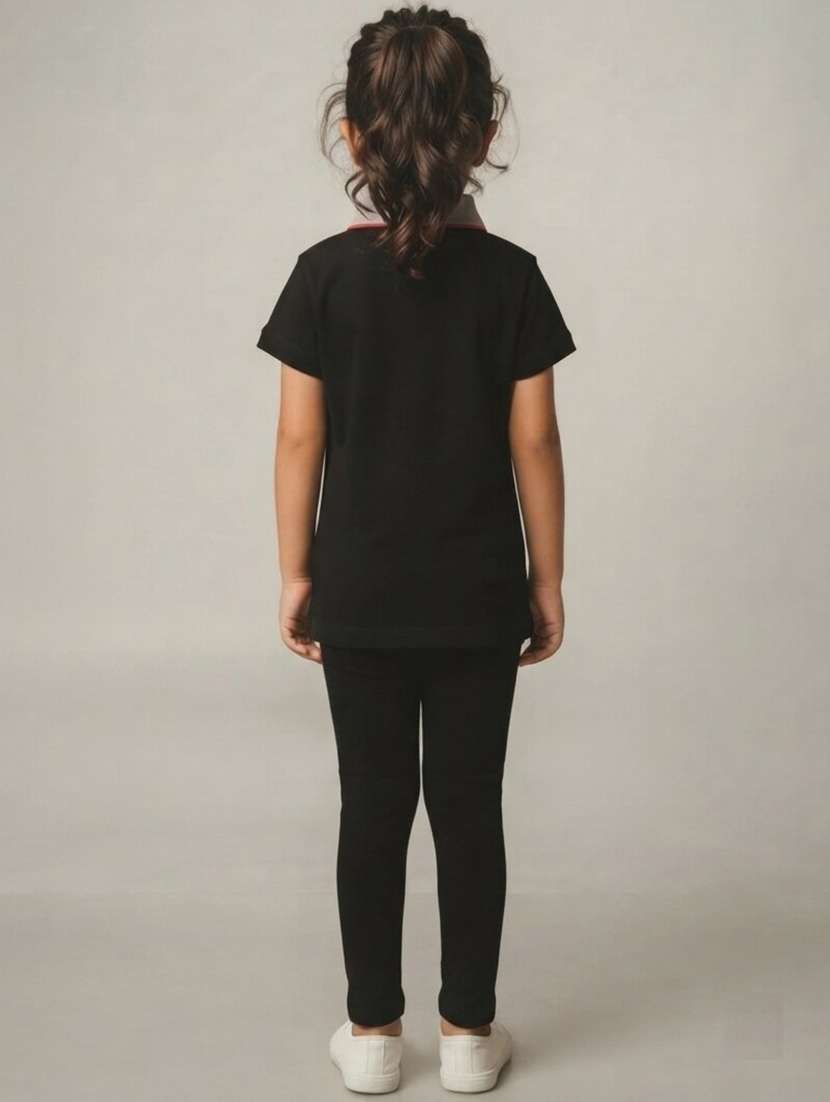 Girls Placement Printed Short Sleeves Polo Tee - 22730069 -  Standard Image - 3