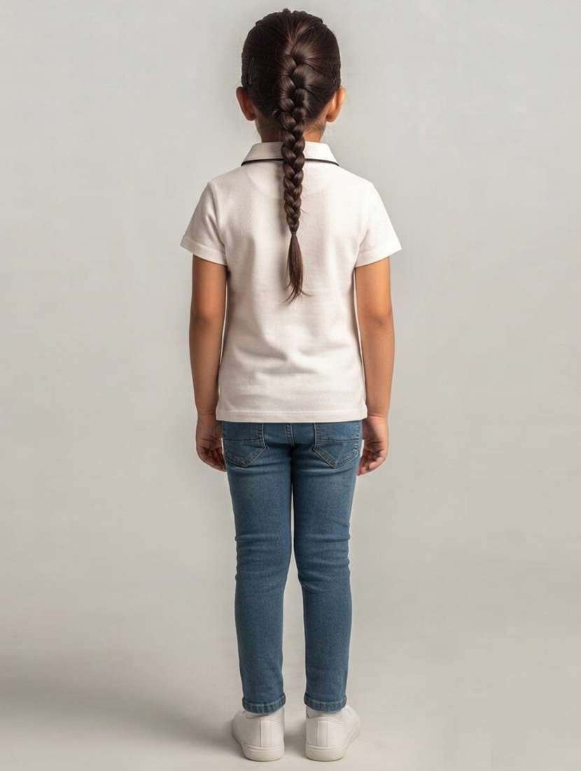 Girls Self Design Short Sleeves Polo Tee - 22730071 -  Standard Image - 3