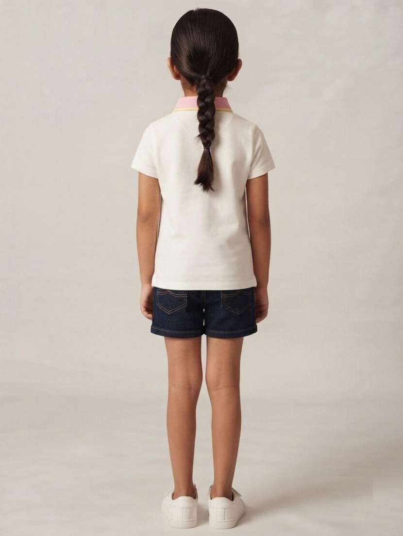 Girls Placement Printed Short Sleeves Polo T-shirt - 22730073 -  Standard Image - 3