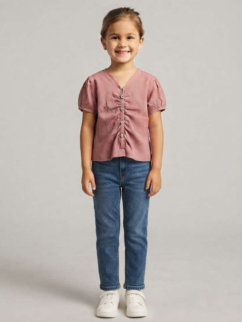 girls solid short sleeves regular fit top