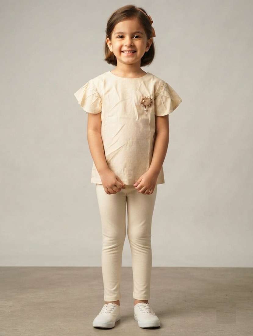 girls solid short sleeves regular fit top