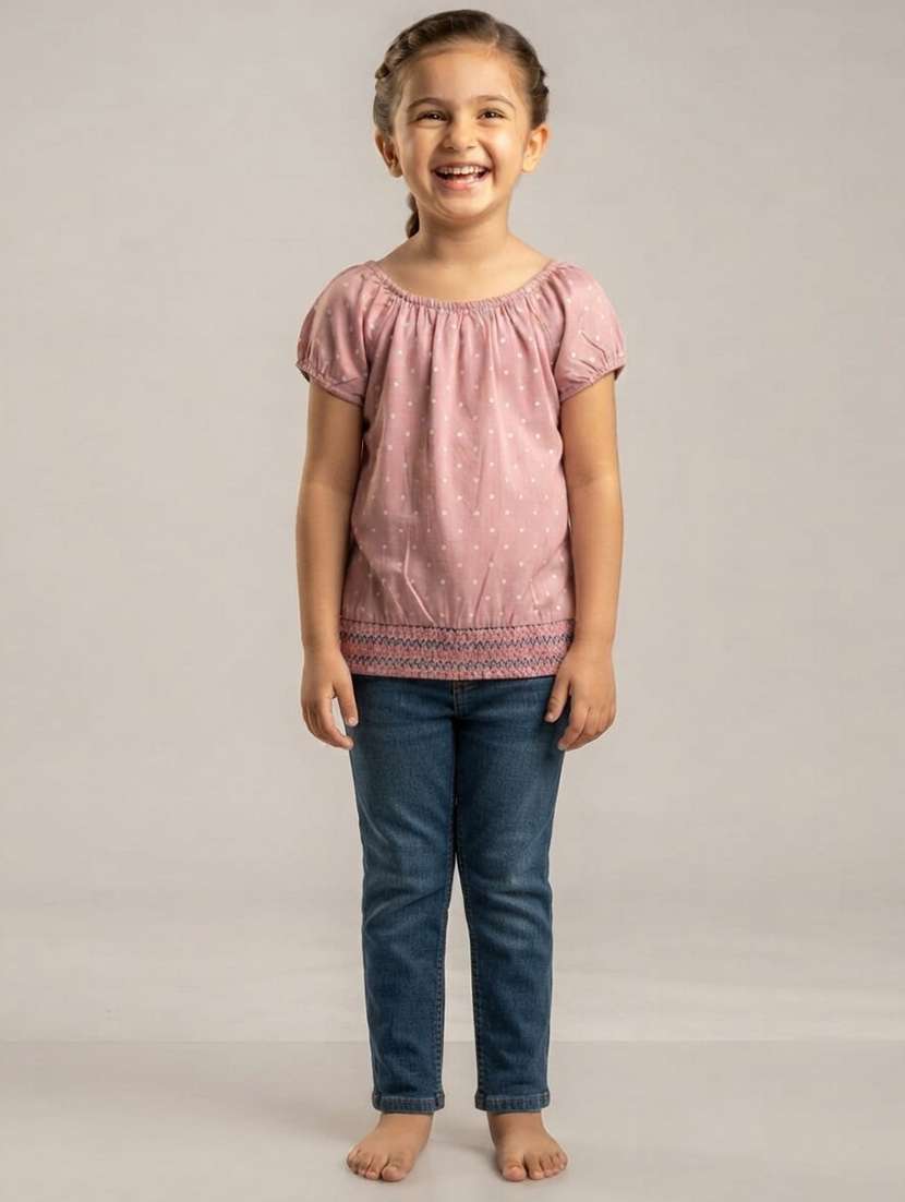 girls printed short sleeves regular fit top