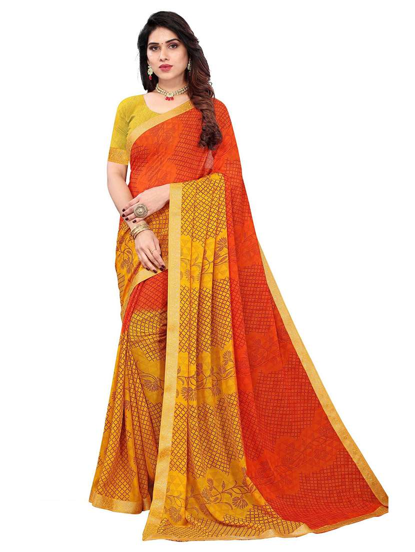 women printed casual wear saree with blouse