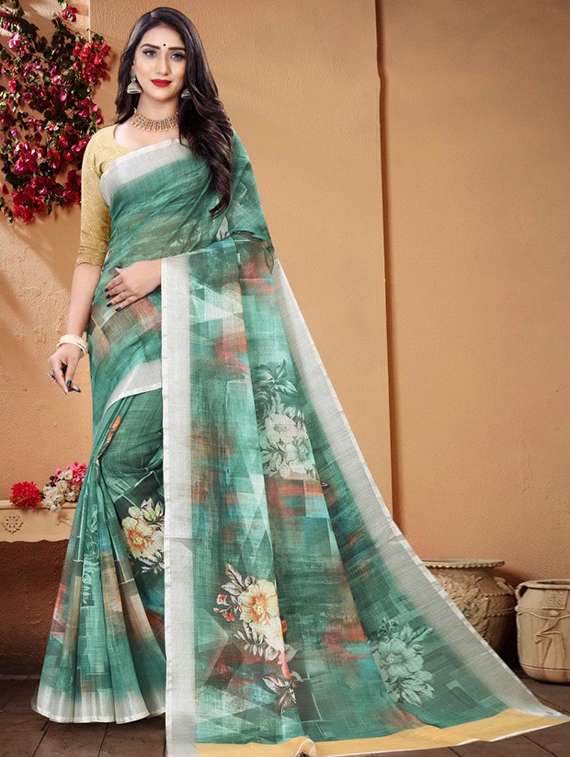 women printed casual wear saree with blouse