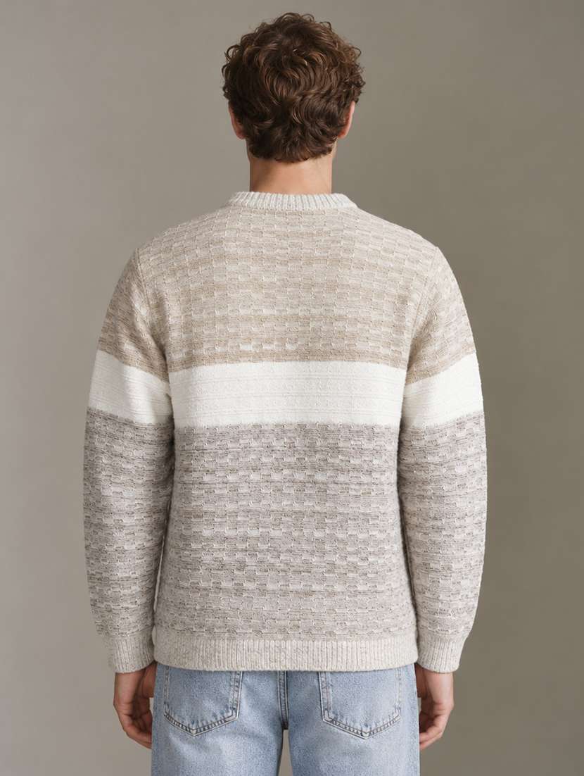 Men Self Design Long Sleeve Regular Fit Pullover - 22730730 -  Standard Image - 3
