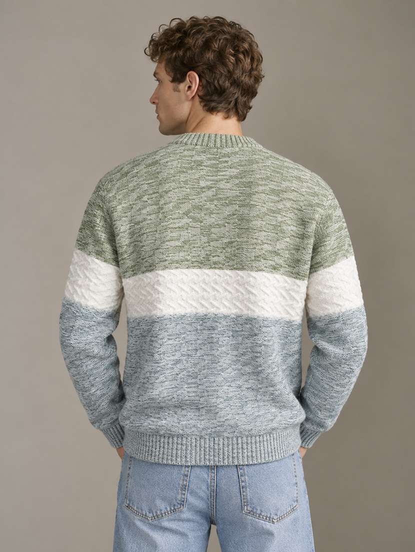 Men Self Design Long Sleeve Regular Fit Pullover - 22730737 -  Standard Image - 3