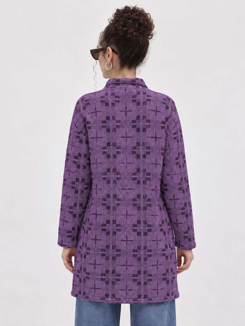 Women Checkered Long Sleeve Cardigan - 22730775 -  Standard Image - 3